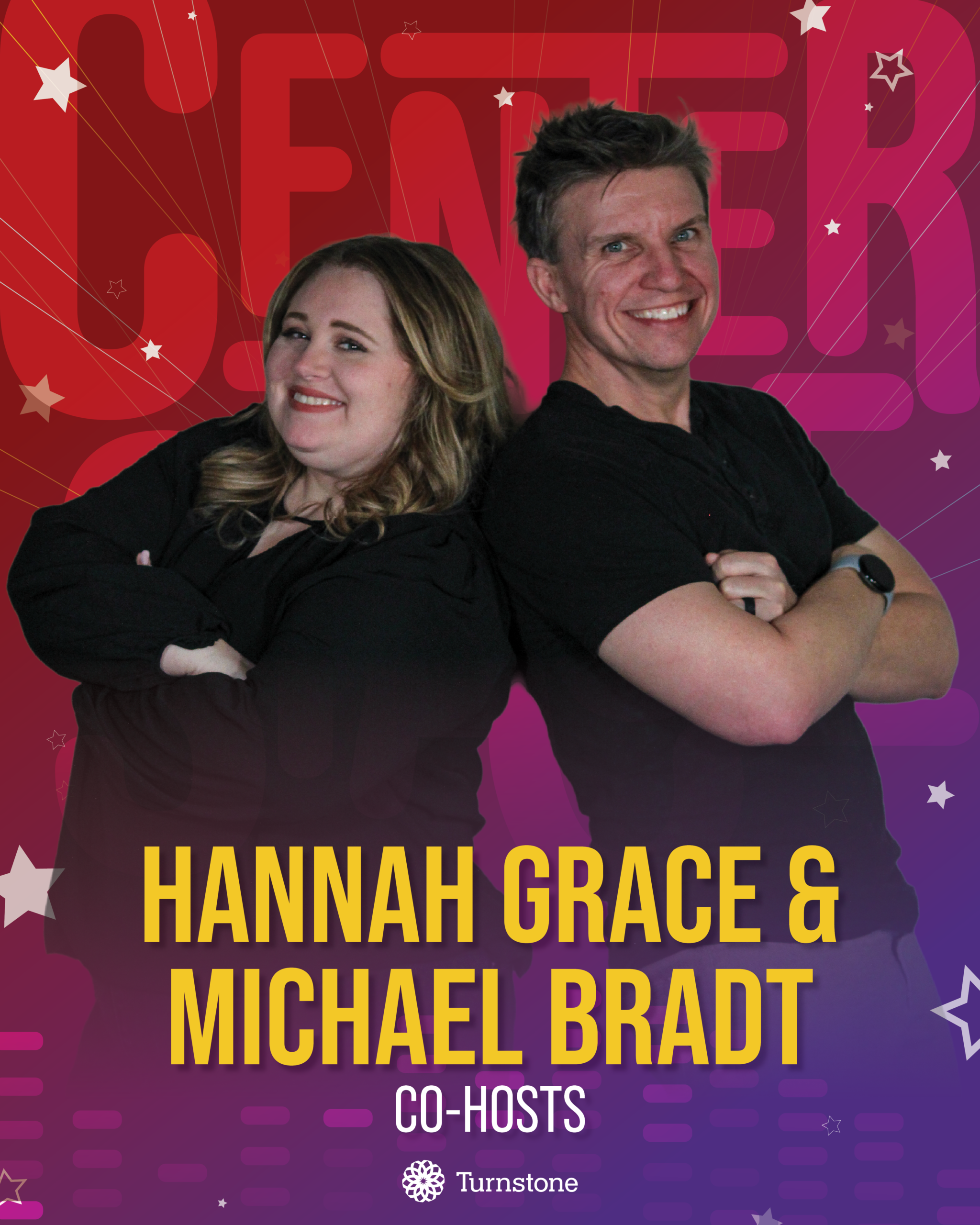 Hannah Grace and Michael Bradt promotional co-host picture for Center Stage talent show